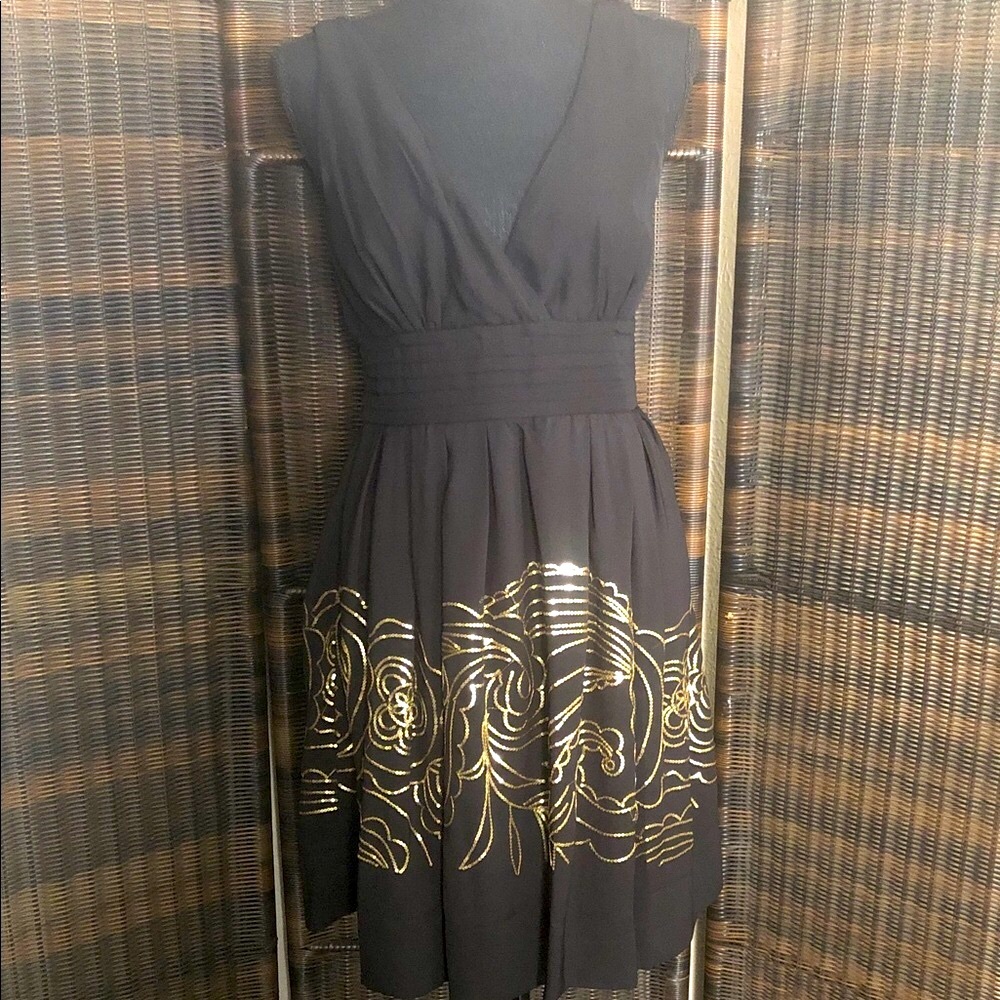 Johnny Martin Elegant Black Dress with Gold Accents